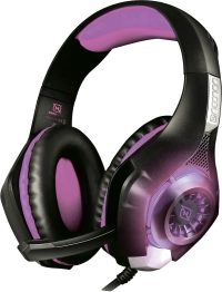 Headset gaming over-ear nbhg viper led alambrico  diadema flexible microfono 3.5mm usb pc consolas celular inc adaptador megabass fucsia