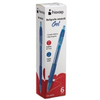 Boligrafo en gel marca nextep ne-062a retractil punto 0.7 mm color  azul  con 6 piezas