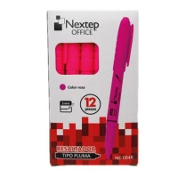 Resaltador nextep ne-084r tipo pluma color rosa punta cincel con 12 piezas