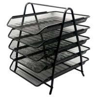 Charola organizadora nextep ne-162gn de malla metálica color negro con 5 niveles  tamaño oficio