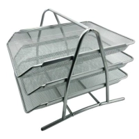 Charola organizadora ne-162p nixte material malla metálica 3 niveles tipo oficio color plata