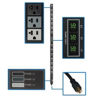 Pdu tripp-lite pdu3mv6l2120lv - metered, 0u, vertical, acero