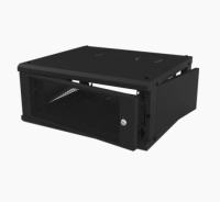 Gabinete de pared fijo - con 4 unidades de rack, de 19 in, fabricado en acero, puerta perforada