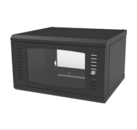 Gabinete para montaje en pared - con puerta de cristal templado, cuerpo fijo, 6 unidades de rack