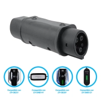 Adaptador t2-t1 alter de conector tipo 2 a tipo 1 compatible con cargadores ev-omb281 - ev-ob253, ev-omb121 y ev-omb141