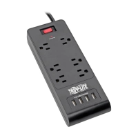 Supresor de sobretensiones tripp lite de 6 tomacorrientes con 4 puertos usb