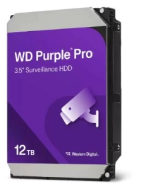 Disco duro interno wd purple pro 12tb 3.5 escritorio sata3 6gb/s 512mb 7200rpm 24x7 ia dvr nvr hasta 64 camaras  wd122purp