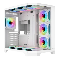 Gabinete gamer x-tron mid tower xzeal atx xzgaxt1w panel der. vidrio + metal 2xusb1.0 +1xusd3.0 +3.5 mm+ 4 argb fans