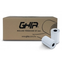 Caja rollo papel termico ghia 57x40 mm /50 piezas /para impresoras de 58mm // reaccion negro