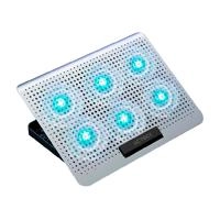 Base enfriadora acteck froost max b480 / 2 puertos usb / 16 pulgadas / 7 niveles / 6 ventiladores 10 w rms / aluminio / antiderrapante / blanco / ac-936163