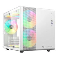 Gabinete gamer balam rush tank mini gi930 / mini atx / mini atx - mini itx / panel cristal templado / bahia 3x ssd - 2x hdd / ventilador rgb / malla metalica / metal / blanco / br-936040