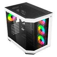 Gabinete gamer balam rush tank master 9600tb / media torre / atx - micro atx - itx / paneles removibles cristal templado / 4x ventiladores argb / soporte p/ enfriamiento / blanco c/ negro / br-938693