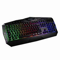 Teclado membrana extendido ocelot/alambrico/plastico/negro/iluminacion tipo arcoiris/teclas multimedia/gamer