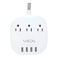 Supresor de picos vica  para escritorio 3 salidas y 4 puertos usb