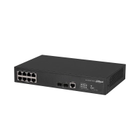 Dahua dh-as4300-8gt2gf- switch gigabit administrable de capa 2 con 8 puertos101001000 base-t y2 ranuras sfp d 1gbps. ofrece una capacidad de switching de 20gbps y viene con una robusta carcasa metálica, ideal para redes de alto rendimiento