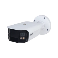 Camara ip/dahua/ ipc-pfw5849-a180-e2-aste - bullet 4k/ 2x4 megapíxeles/ codec h.265/ full color/ led de 40m/angulo de visión 180°/ roi/ wdr/ e and s audio y alarma/ smd 4.0/ ip67