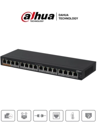 Switch poe/ dahua/ dh-pfs3016-16gt-190/ 16 pto poe gigabit/ 190 watts totales/ los 2 pto naranjas soportan hi-poe estandar/ switching 32 gbps/ tasa de reenvio de paquetes 23.808 mbps/ proteccion cont Switch poe/ dahua/ dh-pfs3016-16gt-190/ 16 pto poe gigabit/ 190 watts totales/ los 2 pto naranjas soportan hi-poe estandar/ switching 32 gbps/ tasa de reenvio de paquetes 23.808 mbps/ proteccion cont