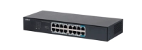 Dahua dh-s3016-16gt- switch gigabit de 16 puertos no administrable de capa 2, con velocidad 101001000 mbps, capacidad de conmutación de 32g, tasa de reenvío de 23.8 mbps y protección contra descargas.