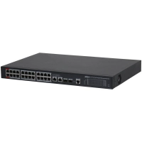 Dahua dh-s4228-24gt-240 switch poe gigabit administrable con 24 puertos poe, ideal para transmisión de larga distancia (hasta 250 m), perfecto para redes de capa 2