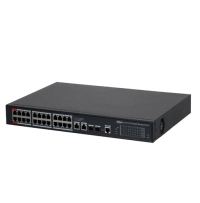 Switch/ dahua/ dh-s4228-24gt-360/ gigabit 24 puertos administrable/ capa 2/ 2 puertos hi-poe/ redundancia de red: stp/ rstp/ transmision de larga distancia de 250 m/ 56 gbps/ poe