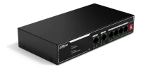 Switch/ dahua/ dh-sf1006lp/poe de 6 ptos fast ethernet/ 4 ptos poe 10/100/ 36 watts totales/ 2 ptos uplink rj45 10/100/ poe watchdog/ soporta hasta 250mts sobre utp cat 6/ proteccion contra descargas