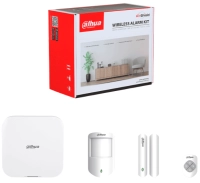 Dahua art-arc3800h-03-w2 -kit de alarma inalámbrico hub2, wifi y ethernet, incluye panel de alarma hub2, soporta audio 2 vías, incluye sensor de movimiento, contacto magnético y control remoto, hasta 8 cámaras ip, audio 2 vías,64 pir cam, airshield