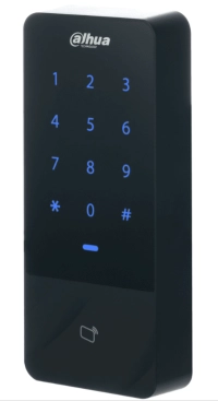 Dahua dhi-asi1201e-d-v1 control de acceso independiente con teclado touch y tarjetas id  30,000 usuarios  60,000 registros   tcp  ip   soporta lectora esclavo wiegand y rs-485  uso exterior ip66 salida de voltaje 12v 1a  dss pro