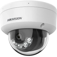 Camara hikvision [dual light] domo ip 8 megapixel (4k)  lente 2.8 mm  30 mts ir + 30 mts luz blanca  micrófono integrado antivandálico ik08  acusense lite  exterior ip67 h.265  poe micro sd