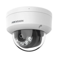 [dual light + 2 micrófonos integrados] domo hikvision ip 4 megapixel / lente 2.8 mm / 30 mts luz blanca + 30 mts ir / acusense / exterior ip67 / ik10 / wdr 120 db / poe / onvif / micro sd / metal / a
