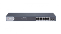 Switch gigabit poe+ hikvision ds-3e1518p-si administrable / 16 puertos 10/100/1000 mbps poe+ / 2 puertos sfp / configuracion remota desde hik-parnerpro / poe hasta 250 metros / 225 w