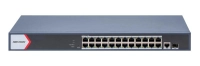 Switch gigabit poe+ hikvision / administrable / 24 puertos 1000 mbps poe+ / 1 puerto 100 uplink / 1 puerto 1000 mbps uplink / 1 puertos sfp uplink / configuración nube desde hik-partnerpro / modo ext