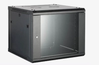Gabinete para montaje en pared - piso - puerta de cristal templado, cuerpo fijo, 6 unidades de rack, 19 pulgadas