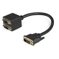 Startech.com splitter divisor compacto de video dvi-d de 2 puertos - cable for monitor, proyector, dispositivo de vídeo, hdtv, receptor satélite, tv lcd, reproductor dvd, caja set-top, computador, plasma - cable divisor - admite hasta2560 x 1600 - apantallado - oro conector chapado - 28 awg - negro