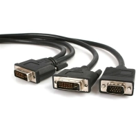Startech.com cable de 1.8m divisor dvi-i macho a dvi-d y vga macho - cable splitter adaptador dvi-i a dvi-d y hd15 - cable for monitor, dispositivo de vídeo, bifurcador - cable divisor - apantallado - níquel conector chapado - 28 awg - negro