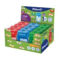 Sacapuntas pelikan v-blade con depósito colores surtidos caja c/12 pzas