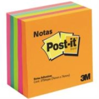Notas 3m post-it 3x3 neón 5 blocks c/75 hojas