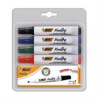 Marcador bic para pizarrón blanco punta cincel colores surtidos c/4 + borrador