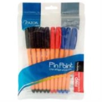 Bolígrafo azor pin point redondo punta aguja fina 0.7 mm colores surtidos c/10