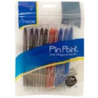 Bolígrafo azor pin point ultrafino redondo punta aguja fina 0.5 mm colores surtidos c/10