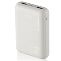 Power bank argomtech c12 ultracompacto 12000mah  2 puertos 2.1a/2a color blanco