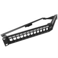 Panel de conexion red nexxt solutions para rack angulado cat6a modular 24 puertos blindado 1u esmalte negro Panel de conexion red nexxt solutions para rack angulado cat6a modular 24 puertos blindado 1u esmalte negro