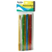 Barras de silicón barrilito 7mm diamantina bolsa c/12 pzas