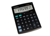 Calculadora celica escritorio 12 digitos solar/pila negra