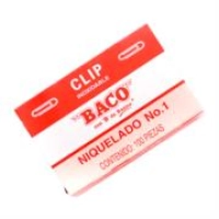 Clip niquelado baco #1 paquete c/10 cajas c/100 clips c/u