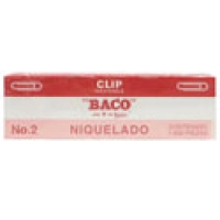 Clip niquelado baco #2 paquete c/10 cajas c/100 clips c/u