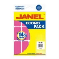 Etiquetas adhesivas janel econopack fluorescentes 32x64mm color rosa sobre c/96