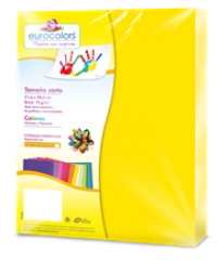 Papel cortado eurocolors carta amarillo neon c/100
