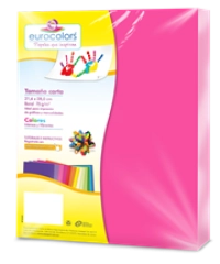 Papel cortado eurocolors carta rosa neon c/100