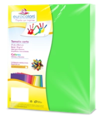 Papel cortado eurocolors carta verde neon c/100
