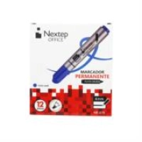 Bundle marcador permanente nextep punta gruesa cincel 4 mm. azul c/12  cont. 2 piezas